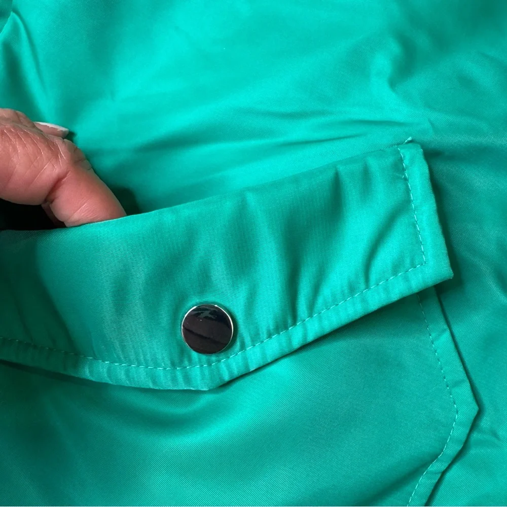 Miss Selfridge ruched sleeve bomber jacket bright green silver zipper size 4 - Picture 10 of 14